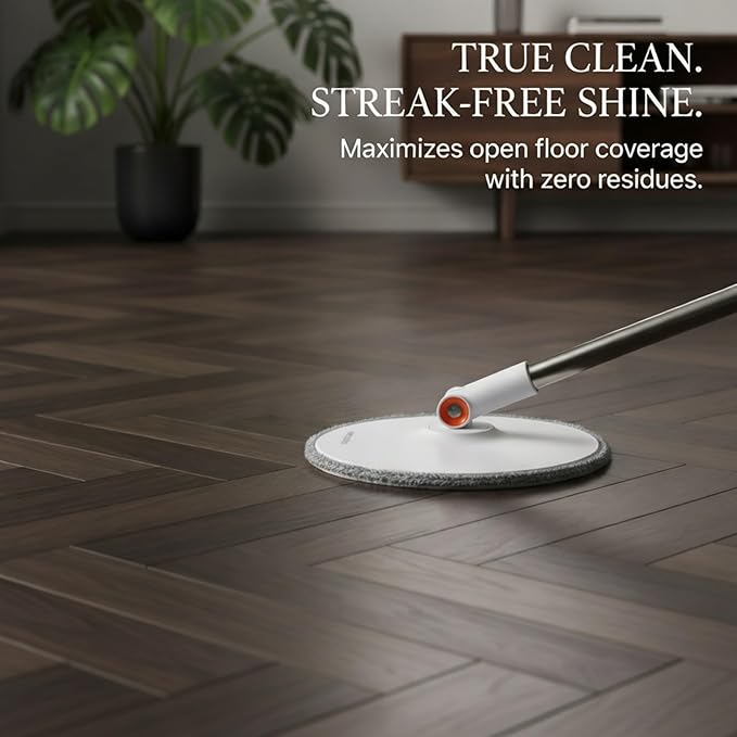 3-in-1 Precision Spin Mop & Bucket System, 71” Extra-Long Handle, Clean-Water Separation, 3 Specialized Heads for Baseboards & Corners, Compact for Hardwood & Micro-Porous Floors