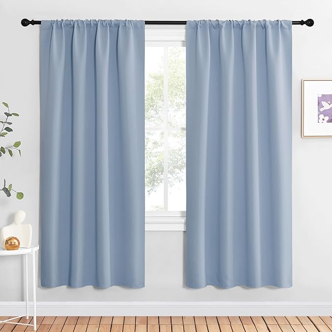 NICETOWN Blackout Curtains for Living Curtains, Vintage Blue, 2 Panels