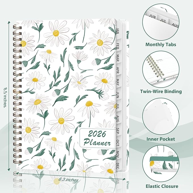 2026 Planner, Weekly and Monthly Calendar Academic Planner, Jan 2026 - Dec 2026, Planning Agenda Book for Desk Accessories and School Supplies - A5 (6.3'' x 8.5'')