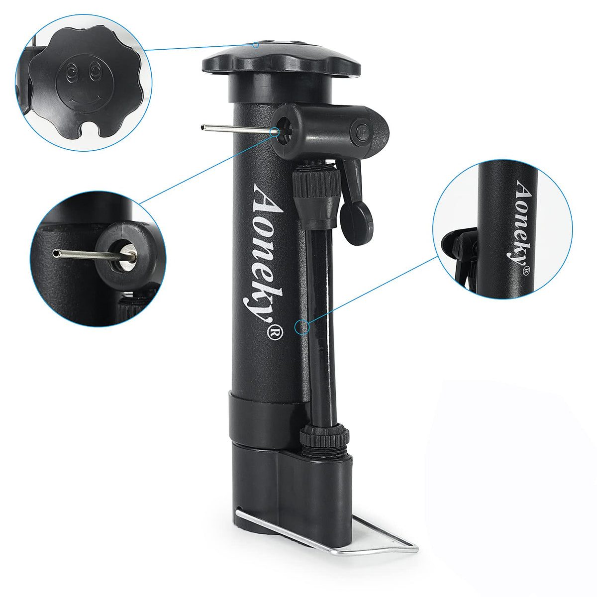 Aoneky Mini Hand Pump for Sports Balls, 5.75 Inch Portable Air Pump with Ball-Safe Needle, 11 PSI Manual Pump for Basketball Soccer Volleyball