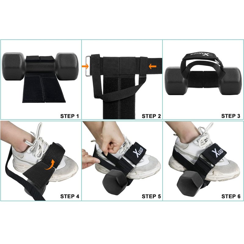Xuuza 2 Pack Weight Tibialis Trainer, Dumbbell Tib Bar Ankle Leg Extension Strap For Strengthening Hips, Legs, Knees And Calf, No Slipping, Adjustable, Strength Training For Women Men (Black)