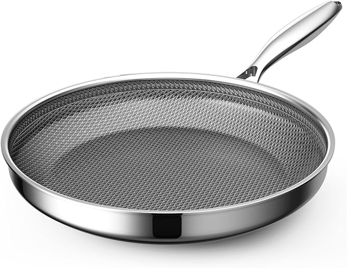 Non Stick Frying Pans,Hybrid Nonstick 12 Inch Frying Pan,Stay-Cool Handle,PFAS PFOA PTFE Free,Dishwasher-Friendly,Nonstick Frying Pan,Oven-Safe,Works on Ceramic and Gas Cooktops
