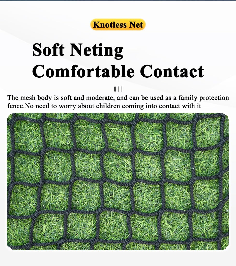 Skiennix Black Safety Rope Net - Knotless Protective Netting for Kids | 0.5M x 2M (1.64FT x 6.56FT)