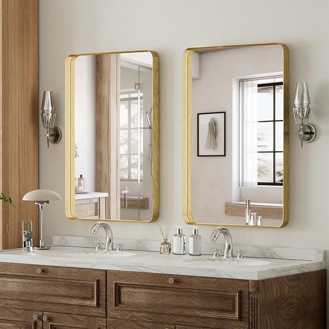 VooBang Bathroom Mirror 24x32 inch, Modern Round Corner Bathroom Vanity Mirror