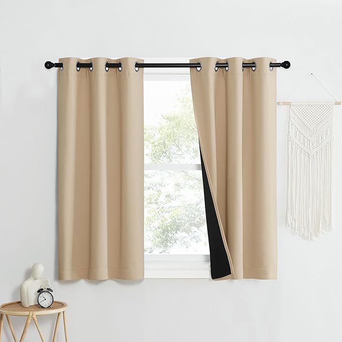 NICETOWN Bedroom Full Blackout Curtain Panels, 37 by 40-inch, Biscotti Beige