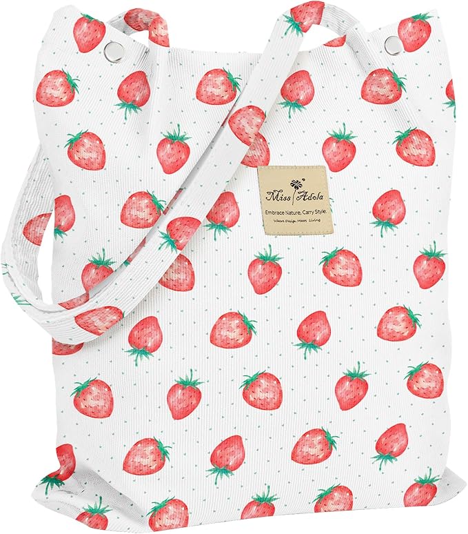 Miss Adola Corduroy Tote Bag for Women - Reusable Totes with Magnetic Buckle & Pocket Aesthetic Design Work Grocery Bags