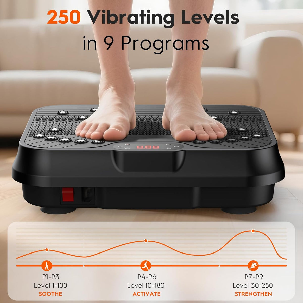 Skiennix Vibration Plate Exercise Machine - 400 Lbs Capacity, 250 Speed Levels for Whole Body Fat Burning