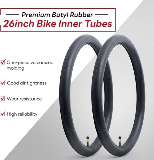 AV48mm 26" Bike Tubes - Reliable Replacement Inner Tubes for City, Road, Mountain & Cruiser Cycling (2 PCS)