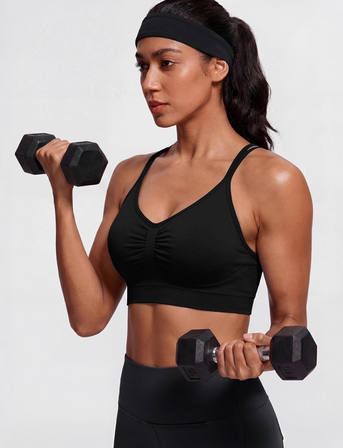 WANAYOU Sports Bras - Padded Medium Support Strappy Cross Back Workout Bra | 3 Pack for Yoga & Gym