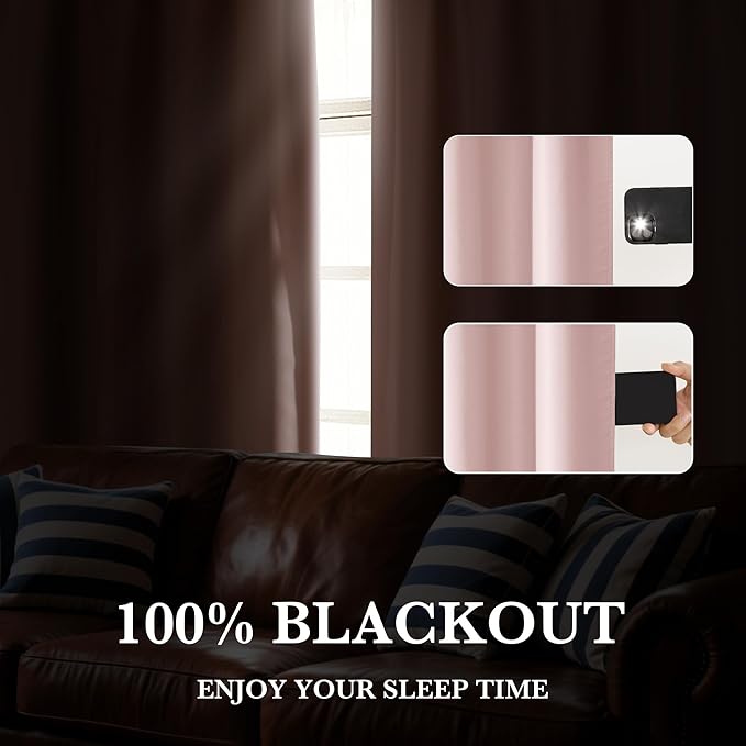 RYB HOME 100% Blackout Basement Curtains 30 inches Long, Heat & UV Blocking