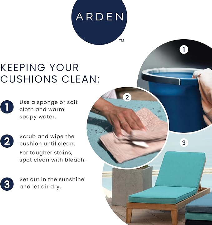 Arden Outdoor Foam Deep Seat Cushion Set, 24x24, Premium High-Density Foam, Never Flattens, Weather-Proof for Patio Chair Sofa Couch, Blue Shibori Stripe