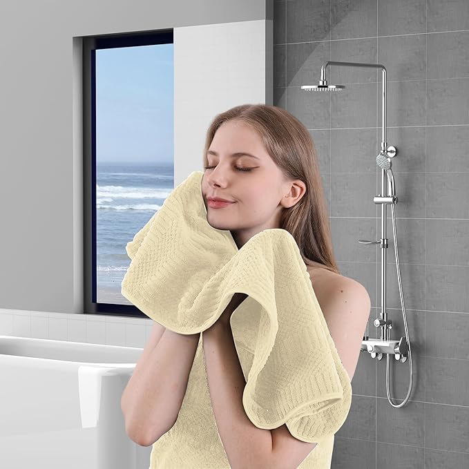8 Piece Oversized Bath Towels Set Camel,2 Extra Large Bath Towel Sheets,2 Hand Towels and 4 Washcloths 600 GSM Highly Absorbent Quick Dry Towels Set for Bathroom Hotel