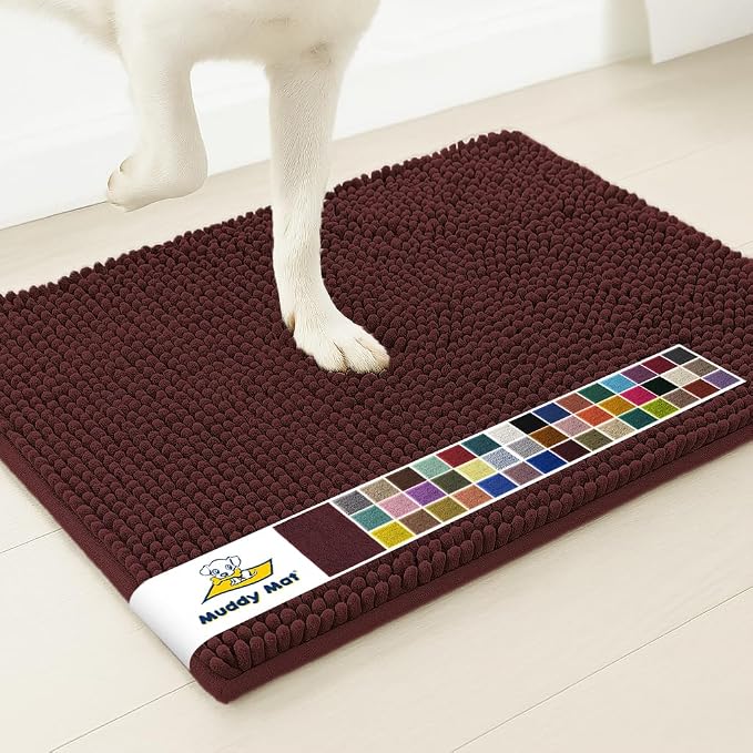 Muddy Mat® | Super Water Absorbent Door Mat Indoor, Microfiber Quick Dry Chenille Entryway Rug, Slip Resistant Front Door Mat, Indoor Mats for Entryway, Machine Washable Pet Rug, Rust 6ft x 9ft