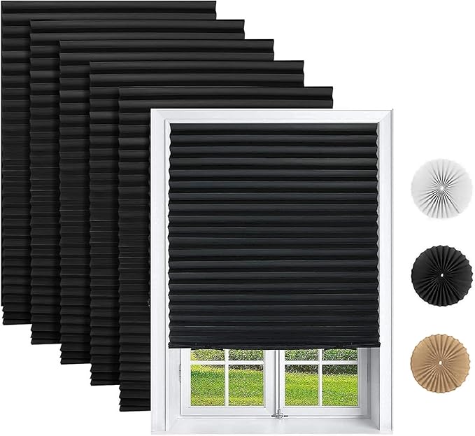 Changshade 6 Pack Temporary Shades, Pleated Paper Blinds