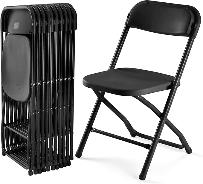 DUMOS Folding Chairs Sets of 10, 330lbs Plastic Stackable Portable Patio Dining Sets, Fold Up for Indoor Outdoor, Camping, Garden, Party, Meeting, Black