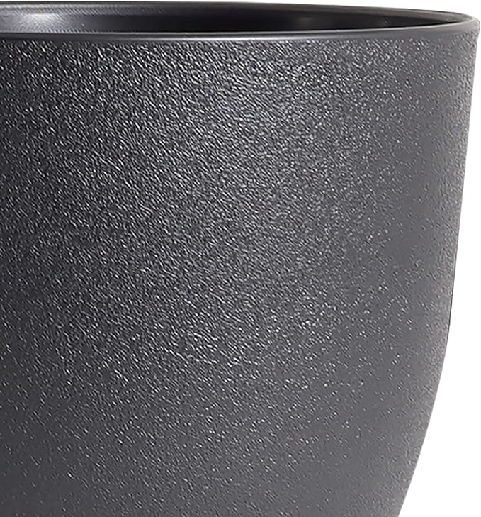12/10/9 inch Big Flower Pots, 3 Pack Modern Decorative Plastic Planters with Drainage Holes and Tray, Plant Pots for Indoor Outdoor Plants, Black