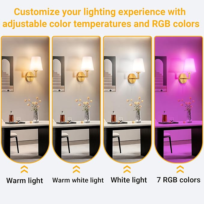 Vimhou Peel and Stick Wall Sconces, Stick On Wall Sconce Set of 2, Battery