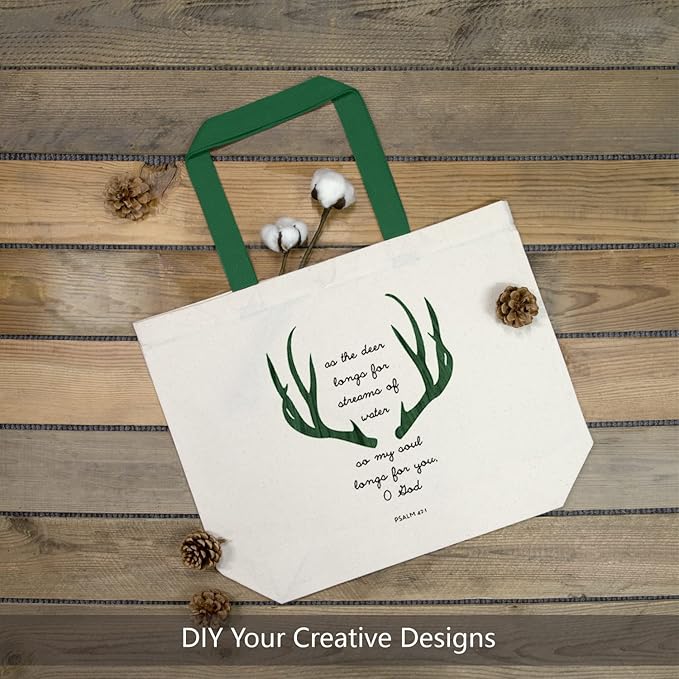 TOPDesign 6-Pack Canvas Tote Bags with Magnetic Snap, Reusable Grocery Shopping Bags, DIY Your Creative Designs