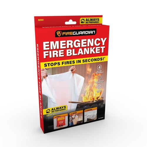 Ontel Fire Guardian Emergency Fire Blanket for Small Area Fires, 40" x 40" Woven Fiberglass Emergency Blanket, Provides up to 900°F Heat Resistance, Suitable for Small Area Home & Kitchen Fires