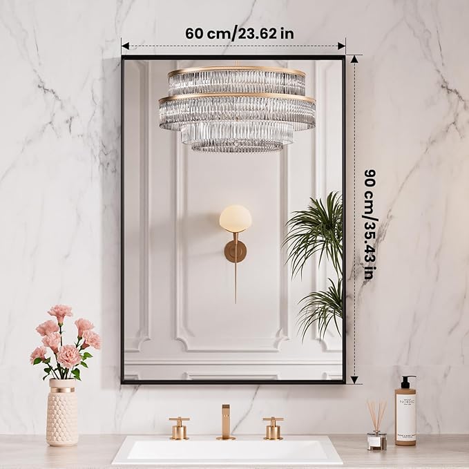 LOAAO Black Bathroom Mirror 24"X36"