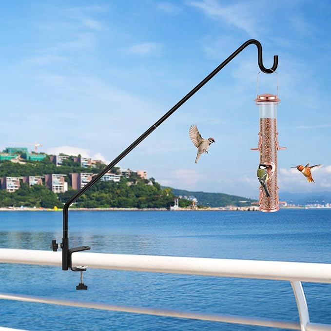 ERYTLLY 3 Inch Clamp Deck Hook 28" Long Deck Hook for Hanging Bird Feeder,Plants,Wind Chimes,Lanterns 1 Pack