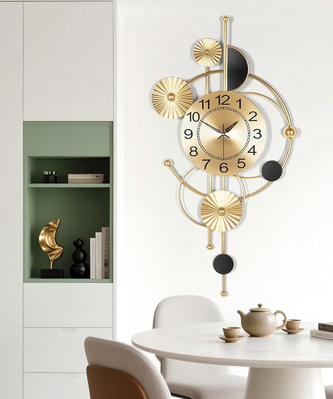 Large Wall Clock, Modern Silent Non-Ticking Metal Wall Clocks, Battery Operated
