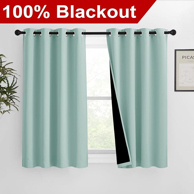 NICETOWN 100% Blackout Curtains 54 inches Long, Double-Deck Completely Blackout