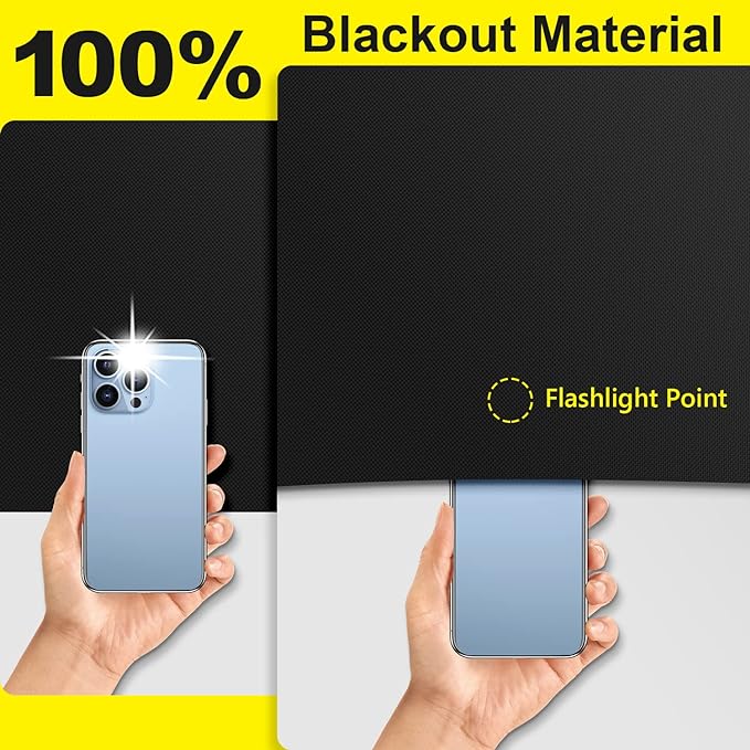 FADOTY Blackout Curtains for Bedroom, Portable 100% Black Out Window Cover Film