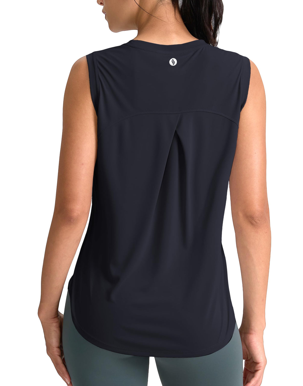 SANTINY Women's Sleeveless Workout Tops Breathable Lightweight Active Tennis Yoga Shirts Athletic Running Tank Tops for Women (Navy_XS)