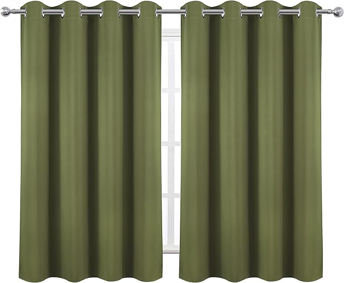 LEMOMO Blackout Curtains 52 x 45 inch/Olive Green Curtains Set of 2