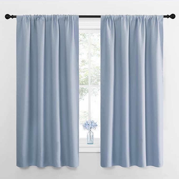 NICETOWN Blackout Curtains for Living Room, Vintage Blue, 2 Panels, 42 by 63
