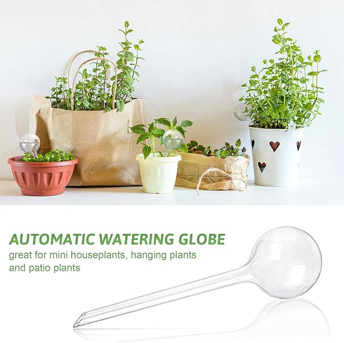 Pynqdfu 8 Pcs Clear Plant Watering Globes,Plastic Self Watering Bulbs Ball,Garden Water Device for Plant Indoor Outdoor(Small)