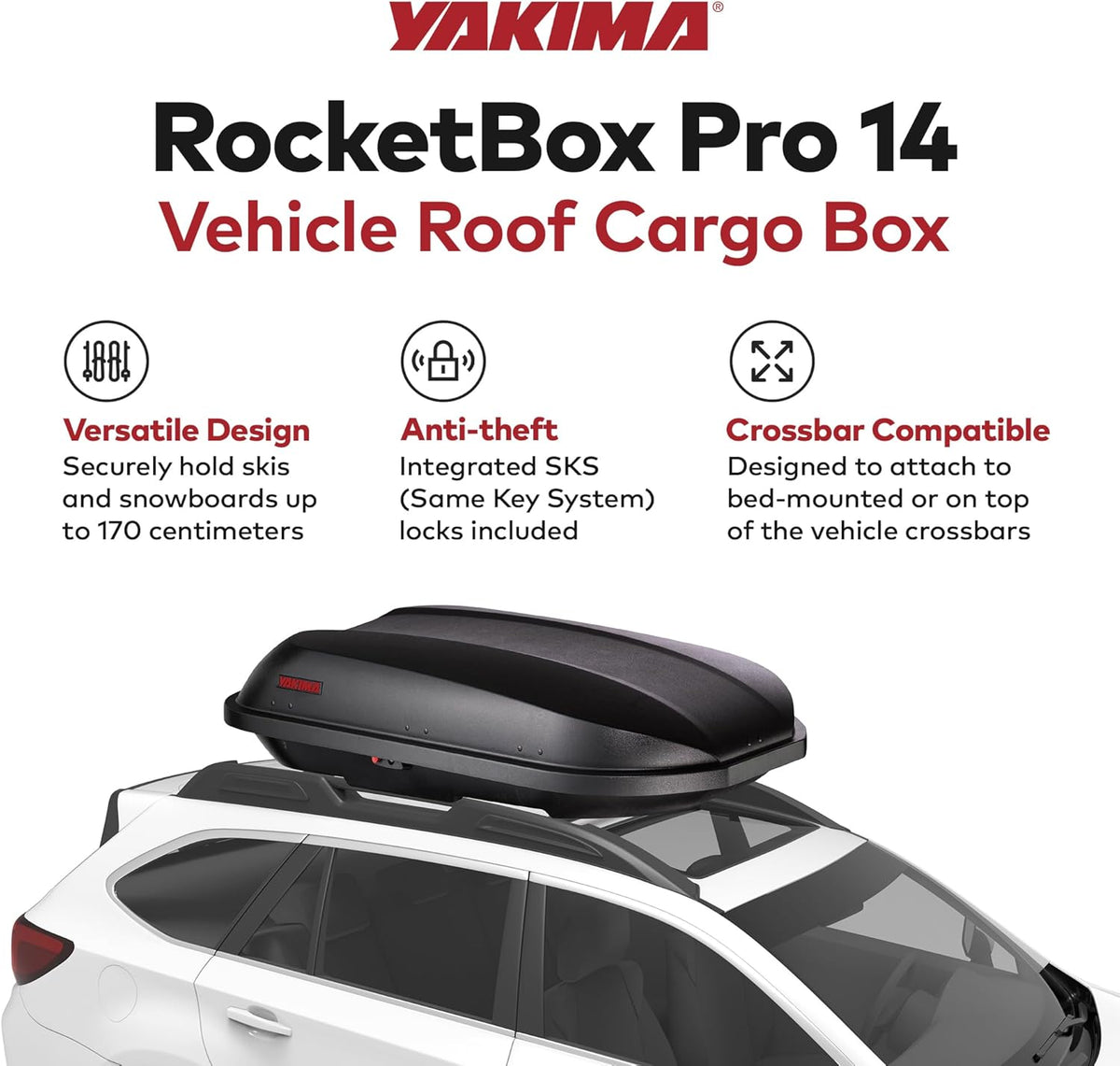 Yakima RocketBox Pro 14 - Premium 14 Cu Ft Roof Cargo Box Carrier with Dual Side Opening & SKS Locks