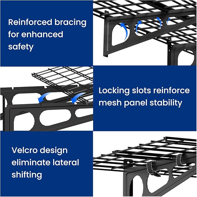 FLEXIMOUNTS 2x4ft Garage Shelving Wall-Mounted, Holds Up to 200 lbs, Garage