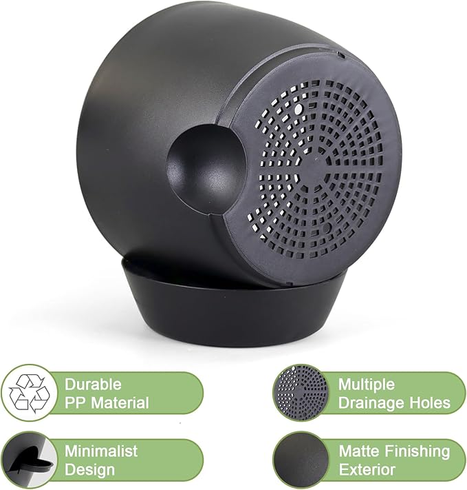 12/10/9 inch Large Self Watering Pots, Planter, Plant Pots with Mesh Drainage Holes for Indoor Outdoor Garden Plants, Plastic Flower Pots with Removable Deep Reservoir, Black