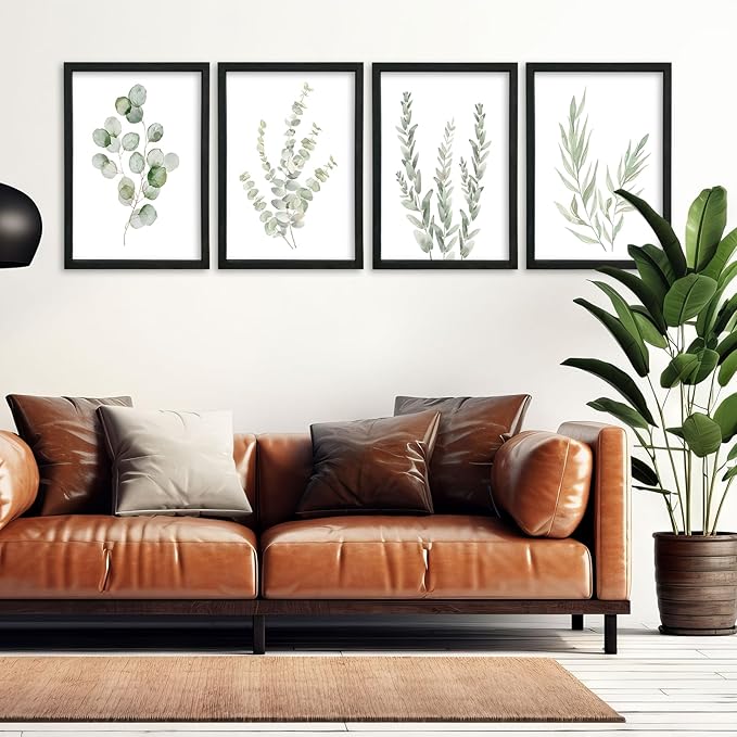 YWJKWLGS Botanical Watercolor Prints Sign Sage Green Eucalyptus Wall Decor