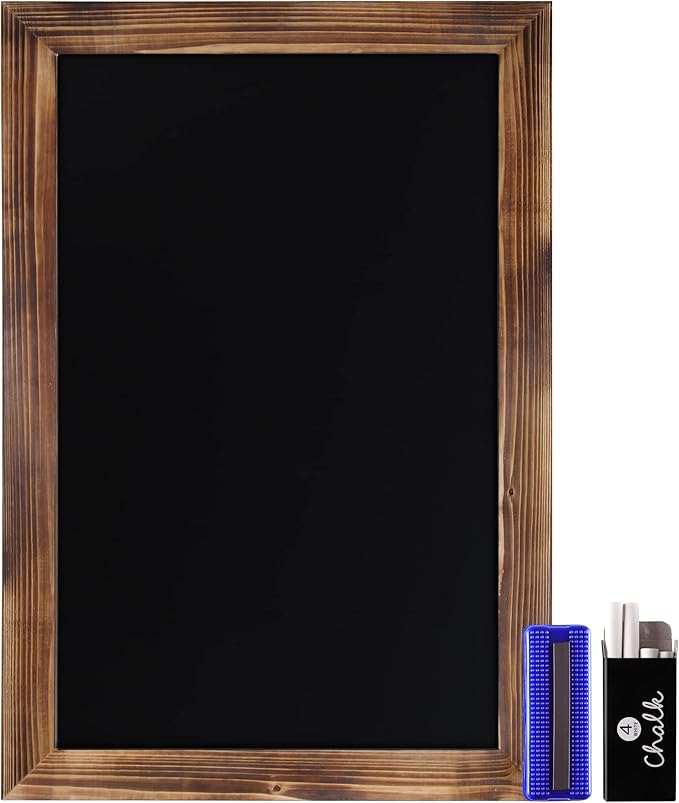 HBCY Creations 20" X 30" Torched Brown Solid Wood Frame Wall Chalkboard
