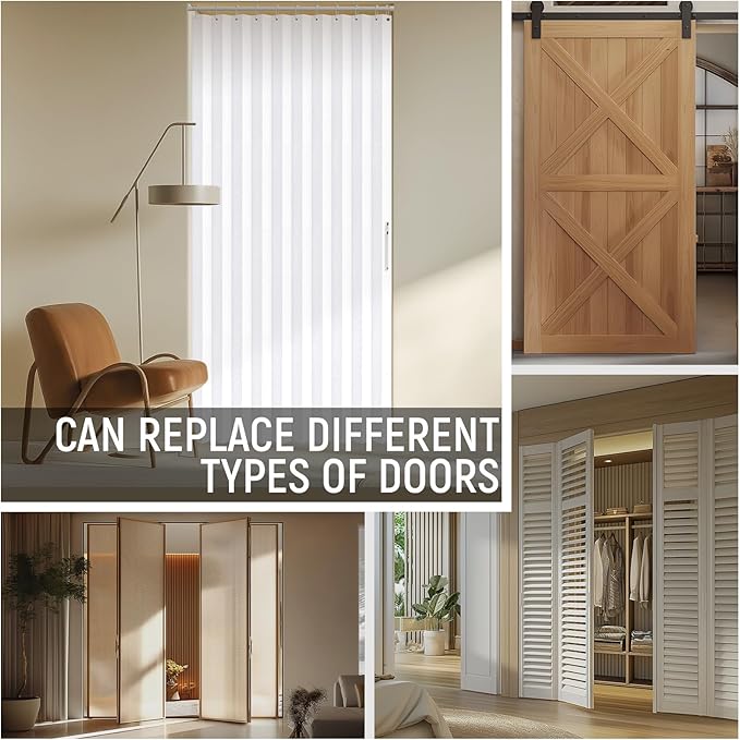 AJAZZ 100% Blackout Magnetic Door Curtain Accordion Doors Interior Closet Door
