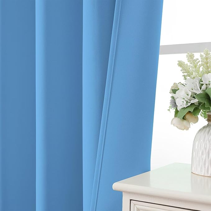 CUCRAF Light Blue Blackout Curtains 90 inch Length 2 Panels Set, Rod Pocket