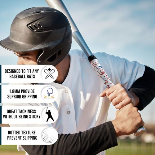 Great-Tacky 1.8mm Bat Grip | Non-Slip Dotted Baseball Bat Tape - 43'' for Baseball & Softball