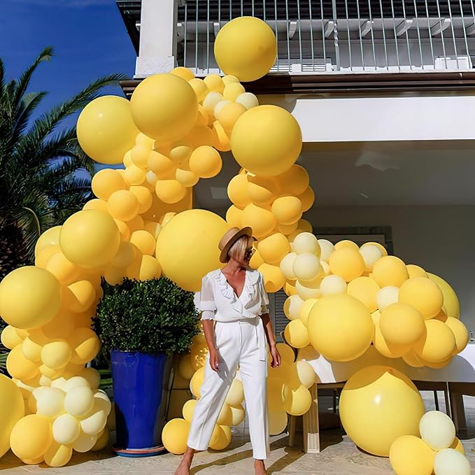 PartyWoo Mustard Yellow Balloons 101pcs 12 Inch Boho Netural Fall Balloons for Birthday Engagement Baby Shower Anniversary Bee Sunflower Little Cutie Thanksgiving Party Decorations Yellow-F57