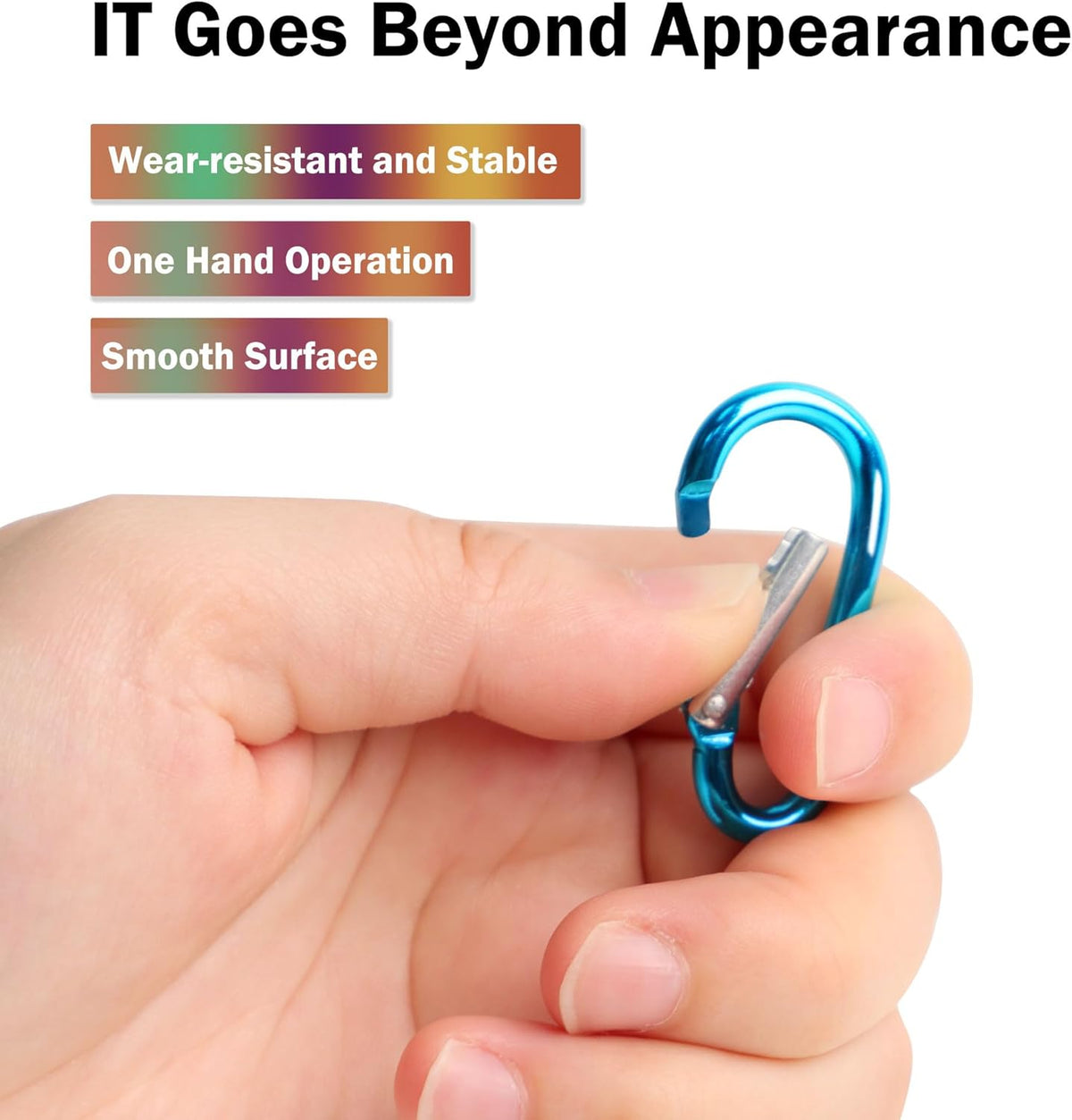 Teal Aluminum Carabiner Keychain Clips - 5PCS Spring Snap Hooks for Outdoor Gear