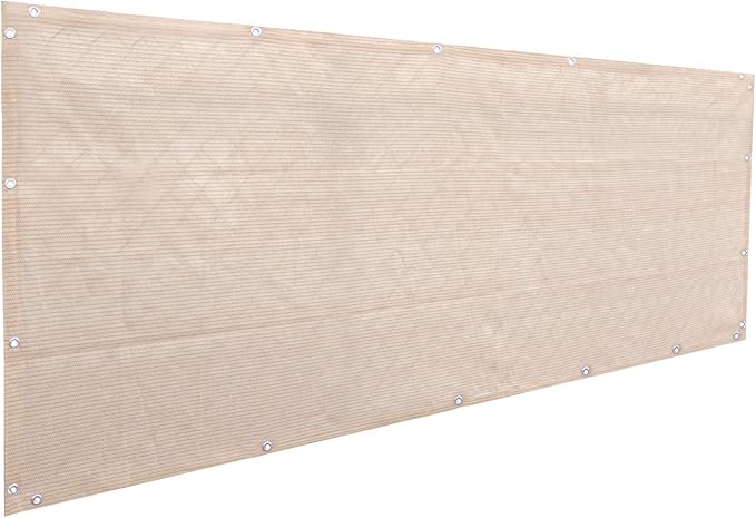 Alion Home© HDPE Privacy Screen Mesh for Pool, Patio, Deck, Balcony, Railing, Fence. No Black Trim. (3' x 9', Banha Beige)