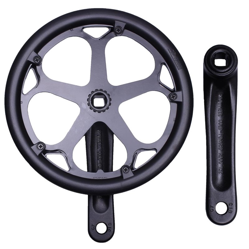 PROWHEEL 152MM/160MM/165MM/170MM/175MM Bike Crankset,46T/48T/52T Steel Chainring Bike Crank Arm Set,Double ChainWheel and Replacement Chain Guard,Compatible with City Bike,MTB,Electric Bicycle,Cargo