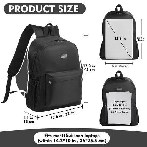 AOTIAN 17-Inch Backpack for Adult, Durable Lightweight Bookbag for Boys & Girls, Daypack for College, Work, Travel & Hiking