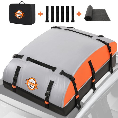 Sailnovo Rooftop Cargo Carrier Bag 21 Cubic, 1000D PVC Waterproof Vehicle Soft-Shell Carrier for Cars with/Without Roof Rack, Car Roof Storage Includes Anti-Slip Mat,10 Reinforced Straps, 6 Door Hooks