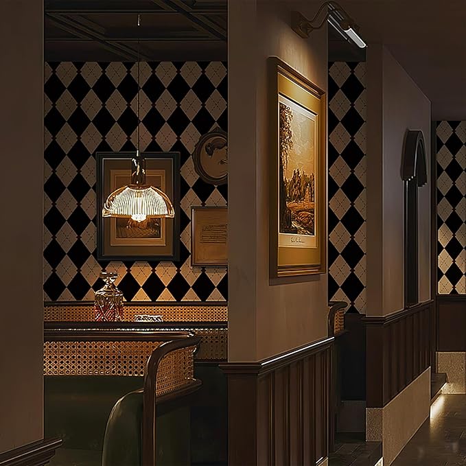 Simon&Siff Retro Peel and Stick Wallpaper Black and White Cream Wallpaper