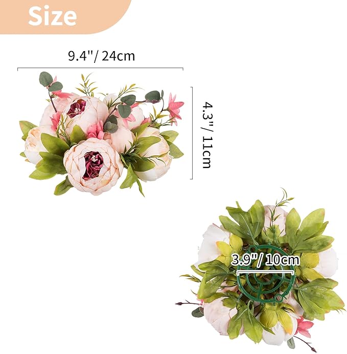 NUPTIO Flower Ball Arrangement Bouquet: 10 Pcs 9.4 inch Diam Light Pink Faux Peony Flowers Balls for Wedding Centerpiece Decorations Fake Peonies Artificial Flower Centerpieces for Tables