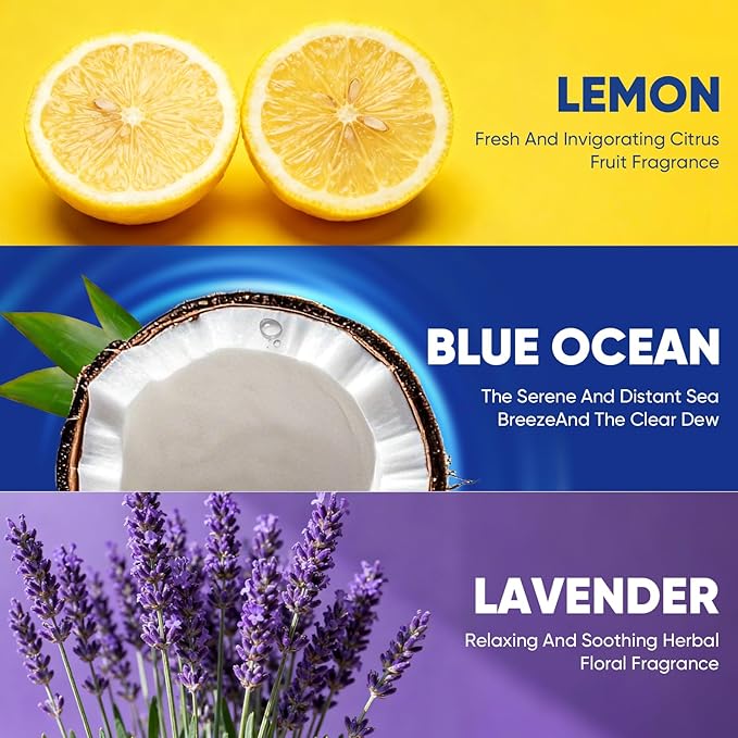 30Ct Aromative Toilet Brush Refills, Toilet Bowl Cleaner Refills, Double-Layer Cleaning Pads Added, Disposable Refill Heads for Toilet Bowl Cleaner Wands???Lemon, Blue Ocean, Lavender ???Patented???