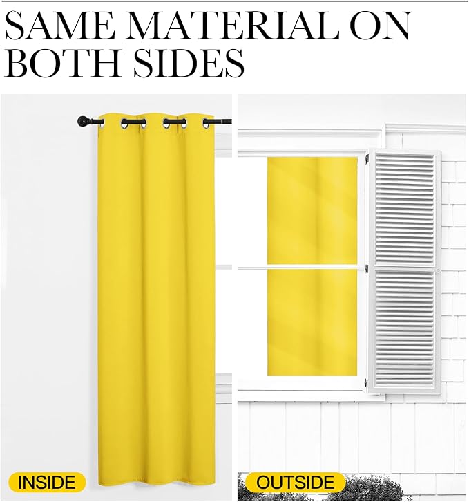 NICETOWN Bright Yellow Curtains 90" Long